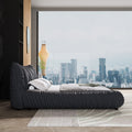 King Size Luxury Upholstered Platform Bed With Removable Cushion And Solid Wood Frame,Suitable For Multiple Heights Of Mattresses,Dark Grey King Dark Grey Upholstered