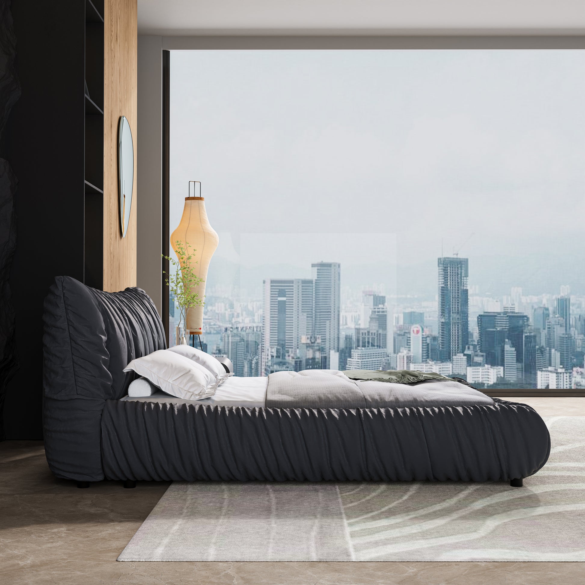 King Size Luxury Upholstered Platform Bed With Removable Cushion And Solid Wood Frame,Suitable For Multiple Heights Of Mattresses,Dark Grey King Dark Grey Upholstered