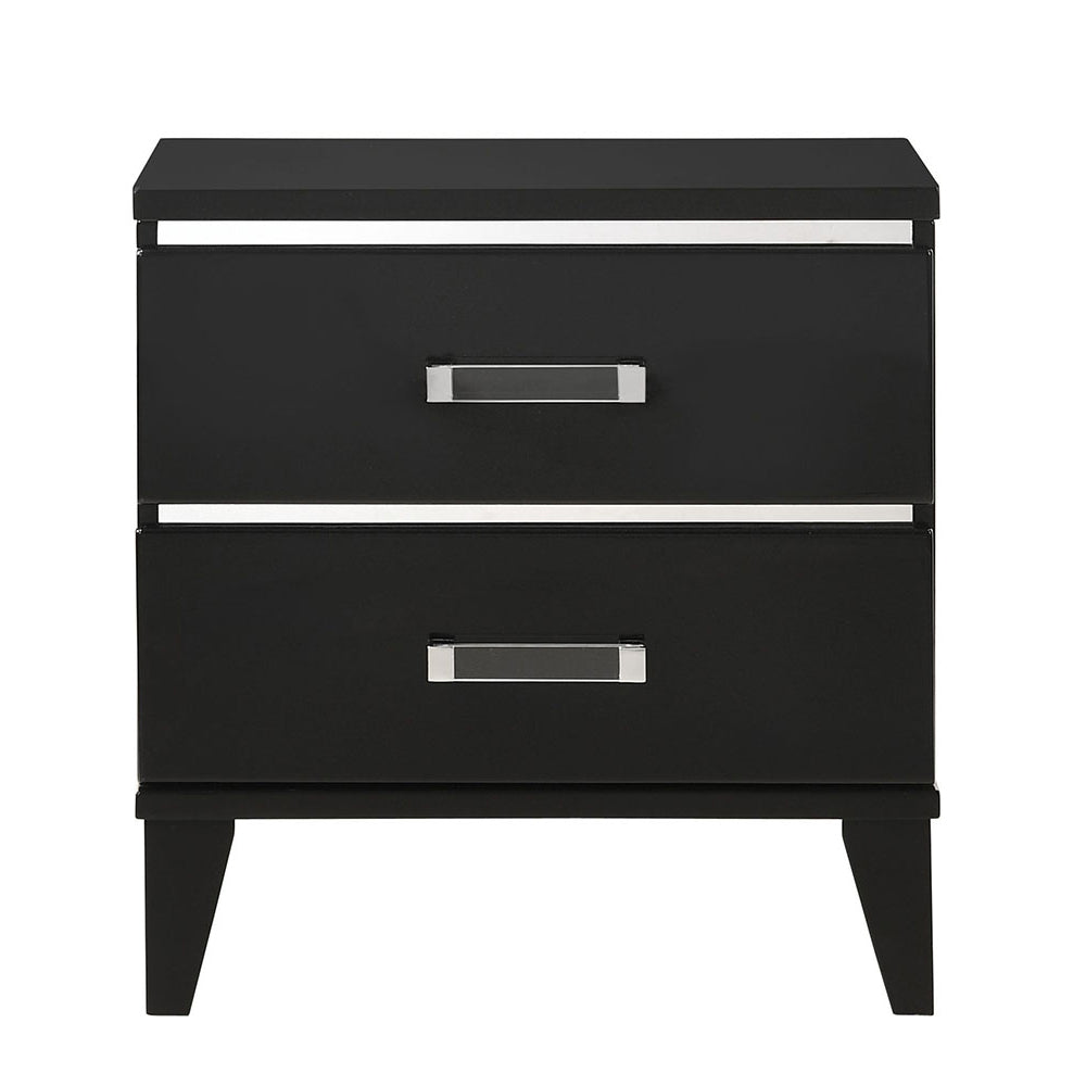 Black 2 Drawer Nightstand Black 2 Drawers Bedroom Rectangle Contemporary Rubberwood Drawers Black Wood Plastic