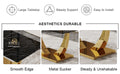 Table And Chair Set.Modern Rectangular Dining Table With Black Textured Stickers Glass Tabletop And Gold Plated Metal Legs.Paried With 6 Comfortable Chairs With Pu Seats And Black Metal Legs. Black Gold,Brown,Light Gray Seats 6 Glass Metal