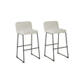 Channel Stitched Low Fabric Barstool With Sled Base, Set Of 2, Gray Gray Metal