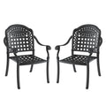 Cast Aluminum Patio Dining Chair 2Pcs With Black Frame And Cushions In Random Colors Yes Complete Patio Set Black Rust Resistant Frame Water Resistant Cushion Garden & Outdoor Complete Patio Sets Aluminium