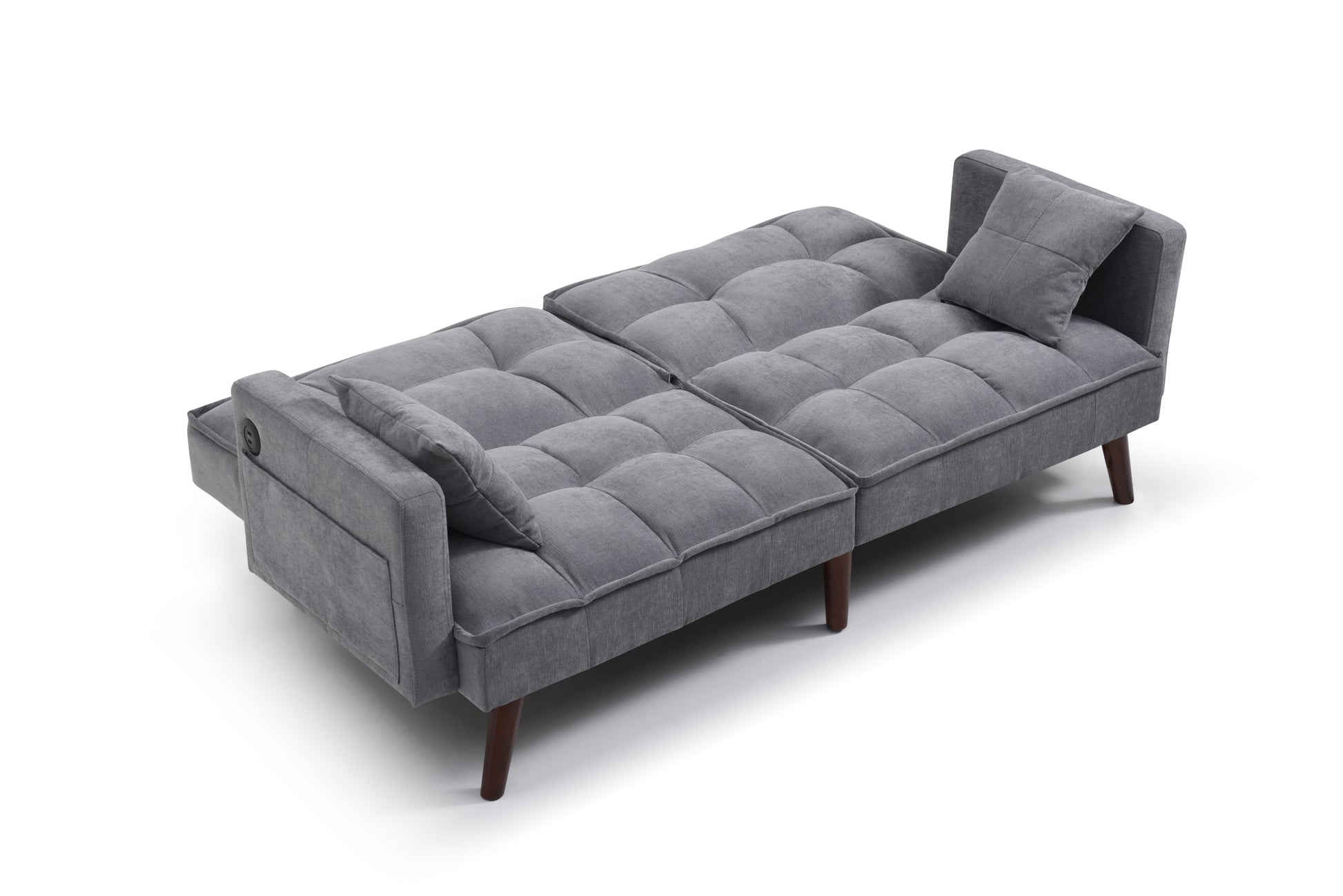 Sofa Bed Sleeper, Large Size, Usb Charging Port, Chenille Fabric Folding Futon Recliner For Living Room Furniture Apartment Bedroom Office Small Spaces Dark Gray Brown Chenille Wood Primary Living Space Medium Soft Tufted Back Modern Rubberwood Square