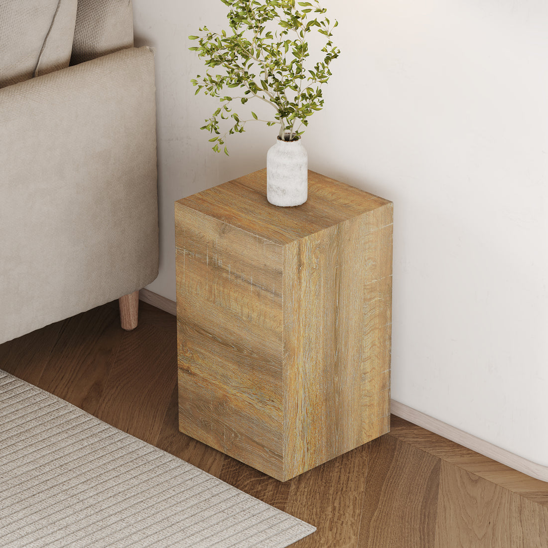 Elevate Your Living Space With This Modern Mdf Coffee Table That Showcases Smooth, Light Wood Color Texture Patterns. It Is Characterized By Stylish Design.12*12*19.6 Wood Mdf