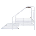 Full Size Metal House Bed With Trundle, White Full White Metal