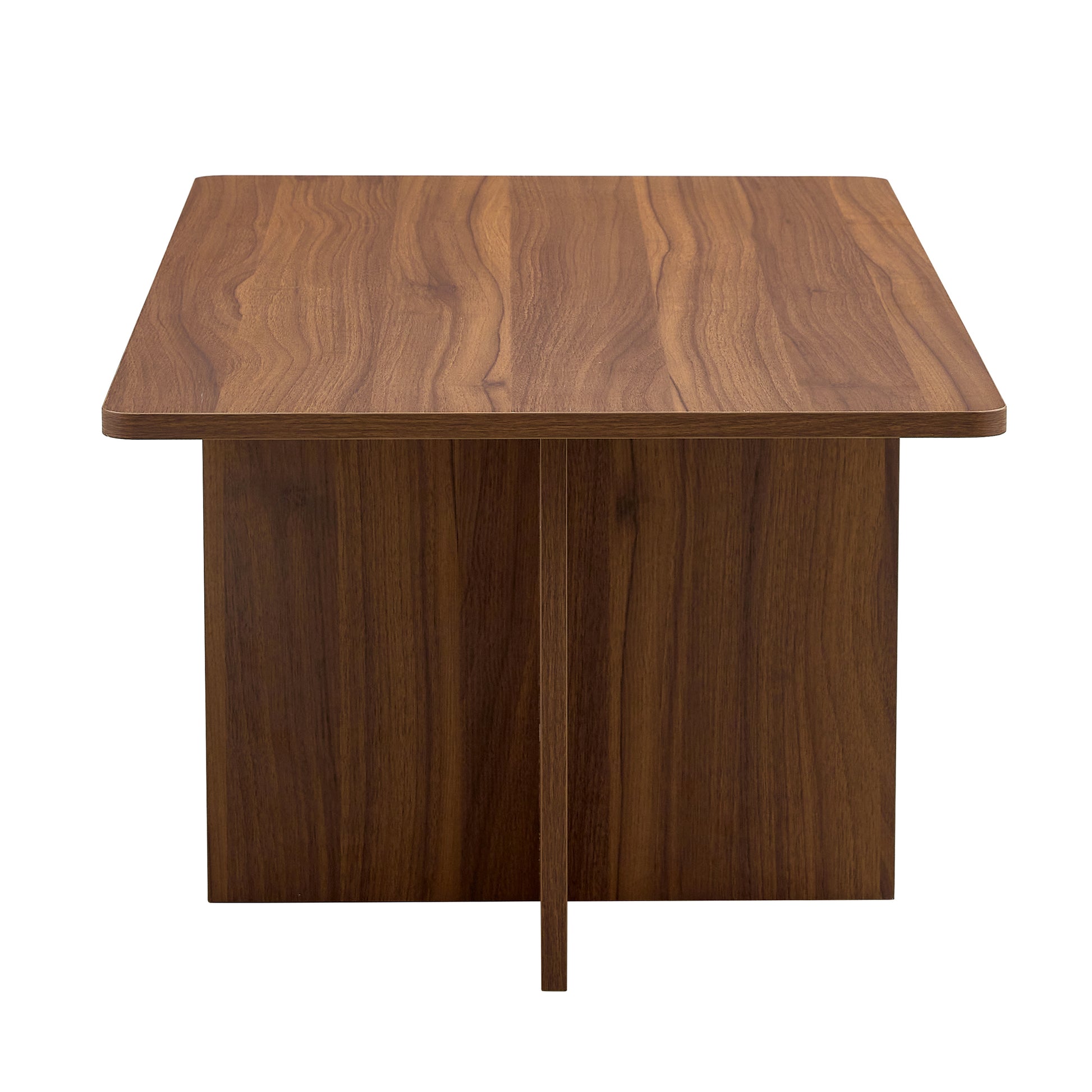44.8 Inch Walnut Wood Grain Mdf Coffee Table Modern Luxury, Stable Triangular Support.The Coffee Table Is Made Of Medium Density Fiberboard Material And Is Suitable For Living Rooms, Bedrooms,Etc.