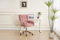 005 Velvet Fabric 360 Swivel Home Office Chair With Gold Metal Base And Universal Wheels,Pink Solid Pink Office Sponge Wipe Clean Modern Office Chairs Tufted Back Foam Swivel Velvet