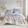 Floral Comforter Set With Bed Sheets Blue King Blue Polyester
