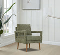 Mid Century Armchairaccent Chair With Chenille Armrest & Soft Cushion For Living Room, Bedroom, Home Office, Study, Forest Green Green Foam Wood Fabric