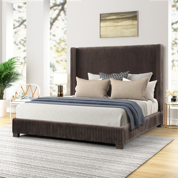 King Upholstered Bed In A Box Dark Brown Box Spring Required King Dark Brown Upholstered