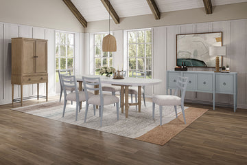 Triad Double Pedestal Dining Table With Leaf Sand Solid Wood Mdf