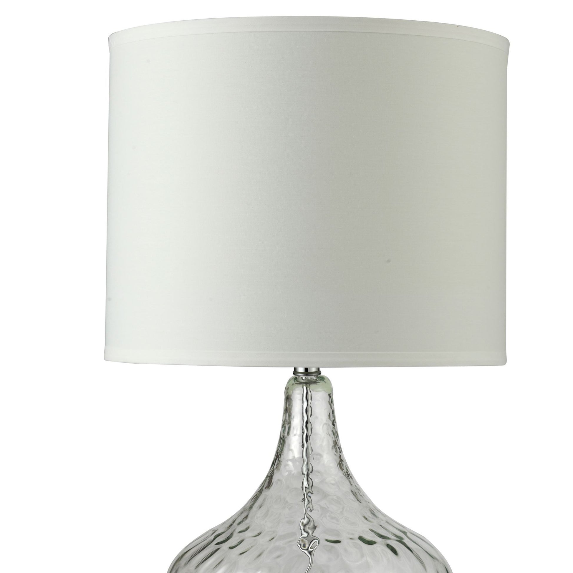 24.5" Tall Glass Table Lamp" Leann", Clear Glass And Chrome Silver Multicolor Metal