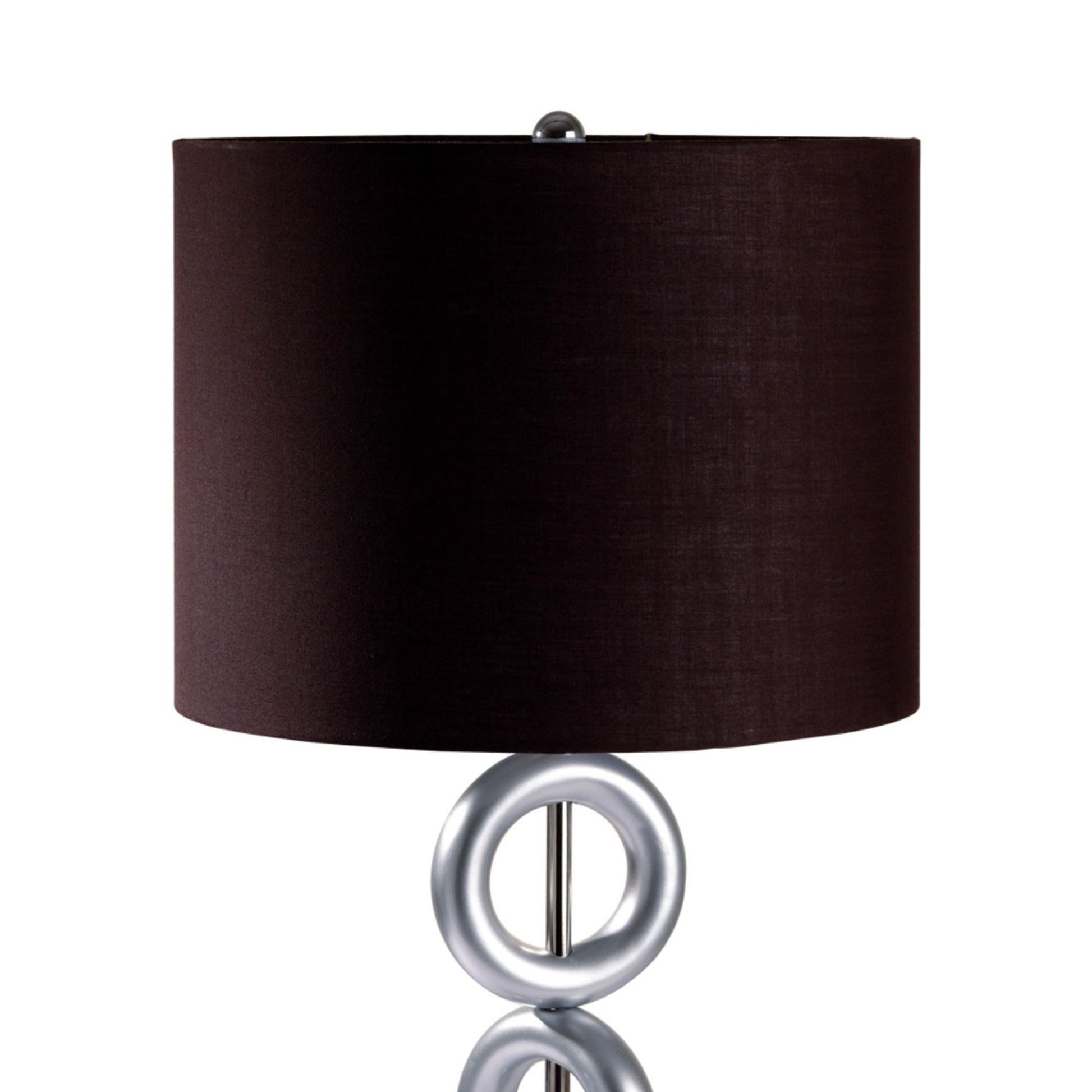 29" Tall Metal Table Lamp With Silver Finish, Ring Style, Espresso Round Shade Multicolor Metal