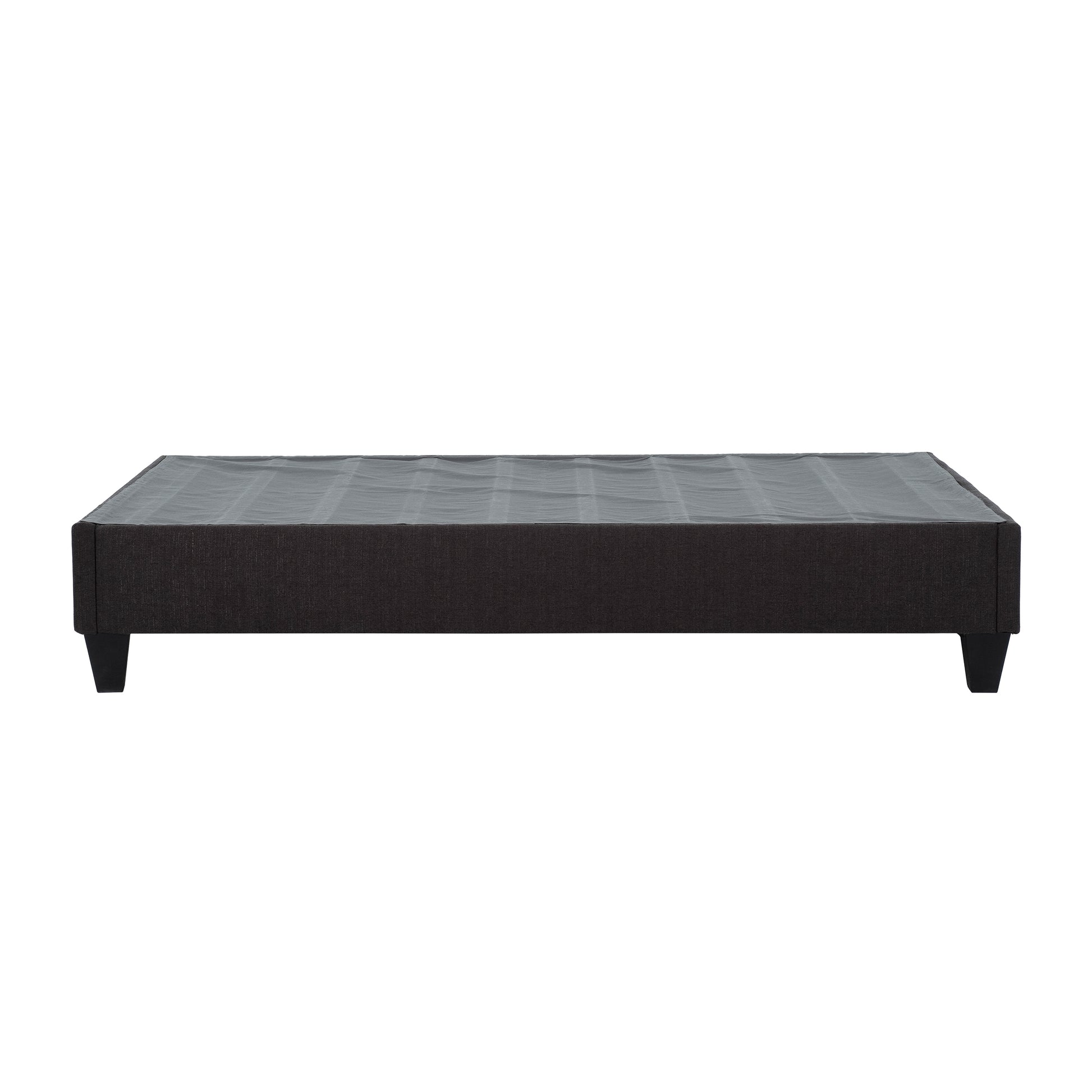 Modern Bedroom Furniture Cal King Size Platform Bed Frame, Upholstered Mattress Foundation Bed Base, Dark Grey Box Spring Not Required California King Dark Grey Wood Bedroom Contemporary,Modern Bed Frame Fabric Plywood