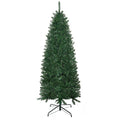 Homcom 6' Tall Unlit Slim Fir Artificial Christmas Tree With Realistic Branches, And 583 Tips, Green Green Plastic