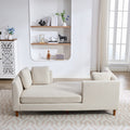77.95'' Wide Modern Double Sided Upholstered Chaise Lounge Indoor,Chenille Fabric Sleeper Sofa Couch With 4 Throw Pillows, Daybed With Rubberwood Legs For Living Room, Bedroom, Apartment,Beige Beige