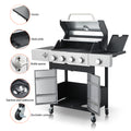 4 Burner Propane Gas Bbq Grill With Side Burner, 46790Btu Output With Enameled Cast Iron Cooking Grids For Outdoor Barbecue, Stainless Steel Black Silver Garden & Outdoor Iron,Stainless Steel