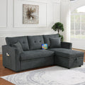 Sectional Sofa Bed L Shaped Sofa Couch Bed With Usb Port, Reversible Sofa Couch Sleeper With Pull Out Bed, Chaise With Storage, Pull Out Couch For Living Room Gray Velvet 3 Seat