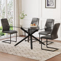 Table And Chair Set.Modern Rectangular Glass Dining Table With 0.39