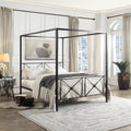 Black Finish Queen Platform Bed Canopy Metal Frame Modern Traditional 1Pc Box Spring Not Required Queen Black Metal Bedroom Canopy Metal