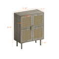 4 Doors Rattan Mesh Storage Cabinet, Sideboard With Eight Storage Spaces, For Entryway, Living Room, Hallway Grey With Woodgrain 5 Or More Shelves Grey Primary Living Space Adjustable Shelves Mdf