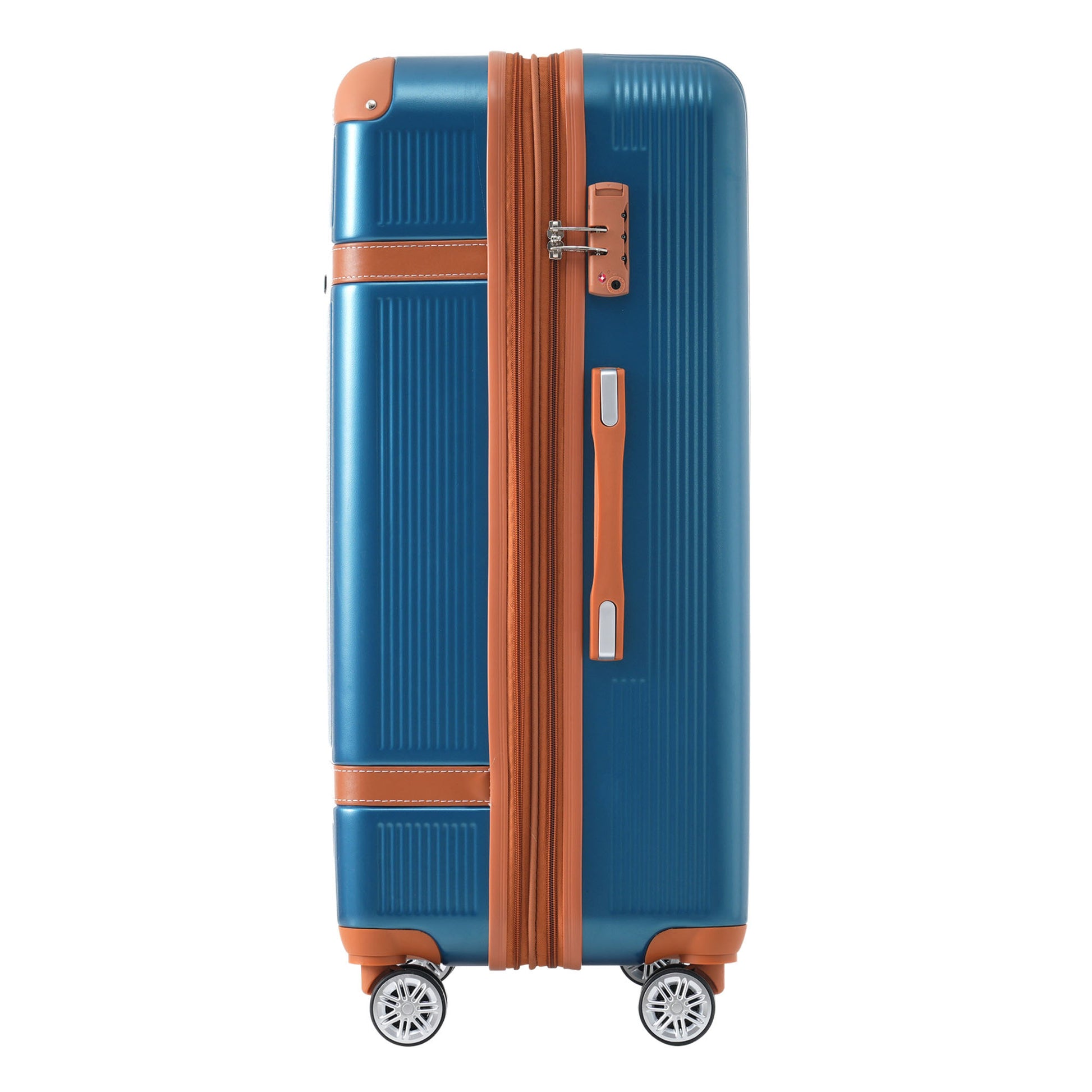 Hardshell Luggage Sets 3 Piece Double Spinner 8 Wheels Suitcase With Tsa Lock Lightweight 20''24''28'' Blue Abs