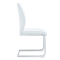 Luxury Simple Arch Chair Set Of 4 White Pu Material High Resilience Dining Chair With Arched Metal Silver Leg. White Silver Metal,Pu