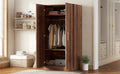 2 Door Wooden Wardrobe Armoire With 3 Storage Shelves, Brown Brown Solid Wood Mdf