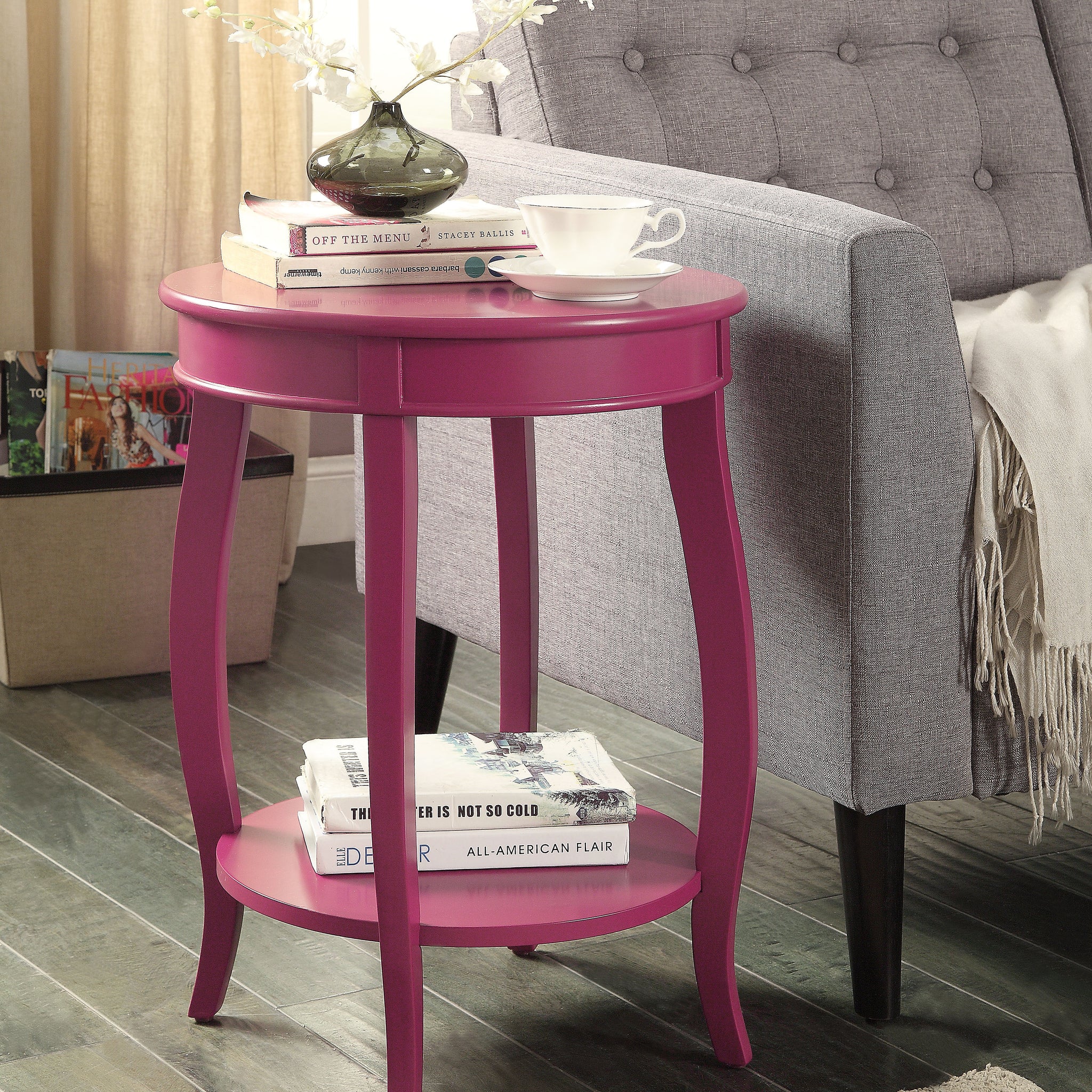 Aberta Accent Table, Purple Ac01228 Purple Wood