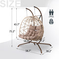 Outdoor Egg Swing Chair With Stand,Thick Cushions And Pillow Yes Deep Seating Coffee Water Resistant Frame Fade Resistant Cushion Garden & Outdoor Classic 2 Person Seating Group Cotton Rattan Metal