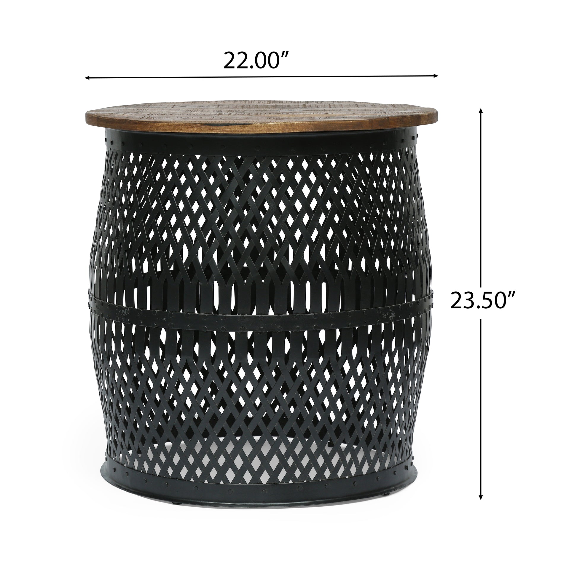 End Table Natural Black Wood Metal