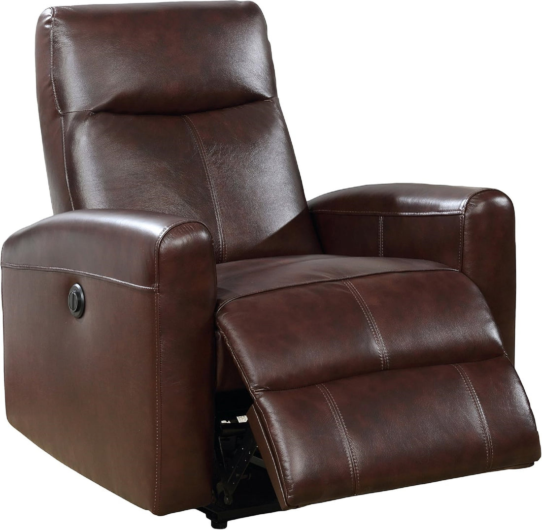 Modern Electric Leather Recliner Chair With Gentle Lower Lumbar Massager For Living Room Home Theater Bedroom Brown 1Pc Brown Wood Primary Living Space Contemporary,Modern Leather