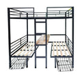 Full Size Loft Bed With Table Set Transformable To Full Over Full Bunk Full Black Steel