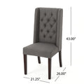 Dining Chair Dark Grey Wood Fabric