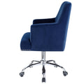 Blue And Chrome Swivel Office Chair With Adjustable Lift Caster Solid Blue Office Foam Modern Office Chairs Solid Back Foam Swivel Fabric Metal