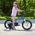 A16114 Kids Bike 16 Inch For Boys & Girls With Training Wheels, Freestyle Kids' Bicycle With Fender. Blue Steel