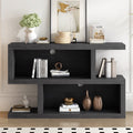 Retro Console Table With Symmetrical 2 Tier Open Shelf For Entryway And Living Room Black Black Mdf