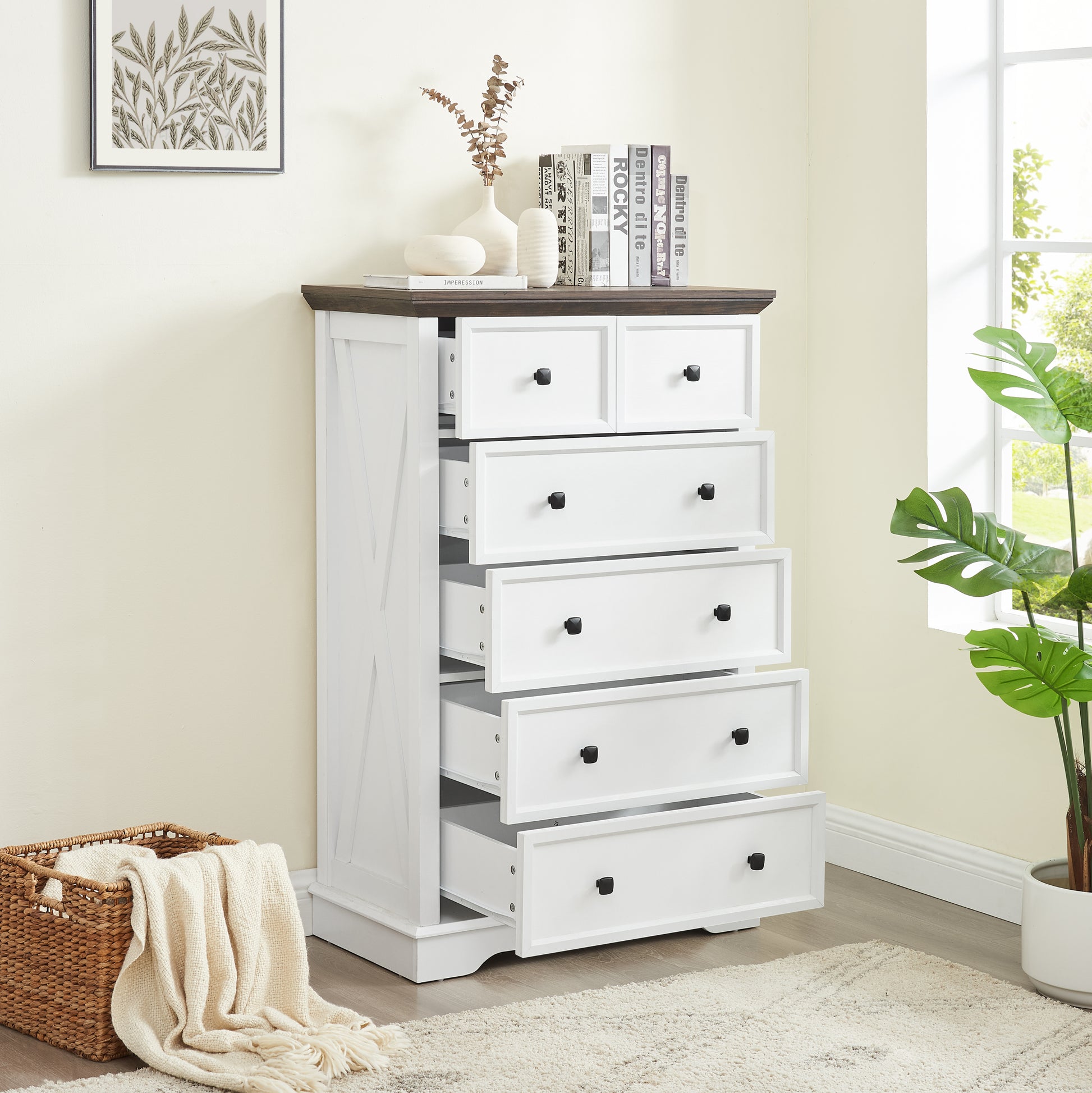 6 Drawer Dresser,6 Drawers Cabinet Tall Chest Of Drawers Closet Organizers Storage Clothes, Cabinet Of 6 Drawers Living Room White Mdf