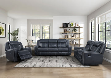 Modern Living Room Furniture 3Pc Reclining Sofa Set Bluefaux Leather Upholstery Sofa Loveseat Swivel Reclining Chair, Cup Holders, Power Outlets, Usb Ports Blue Faux Leather Wood Primary Living Space Modern Plywood,Solid Wood 6 Seat