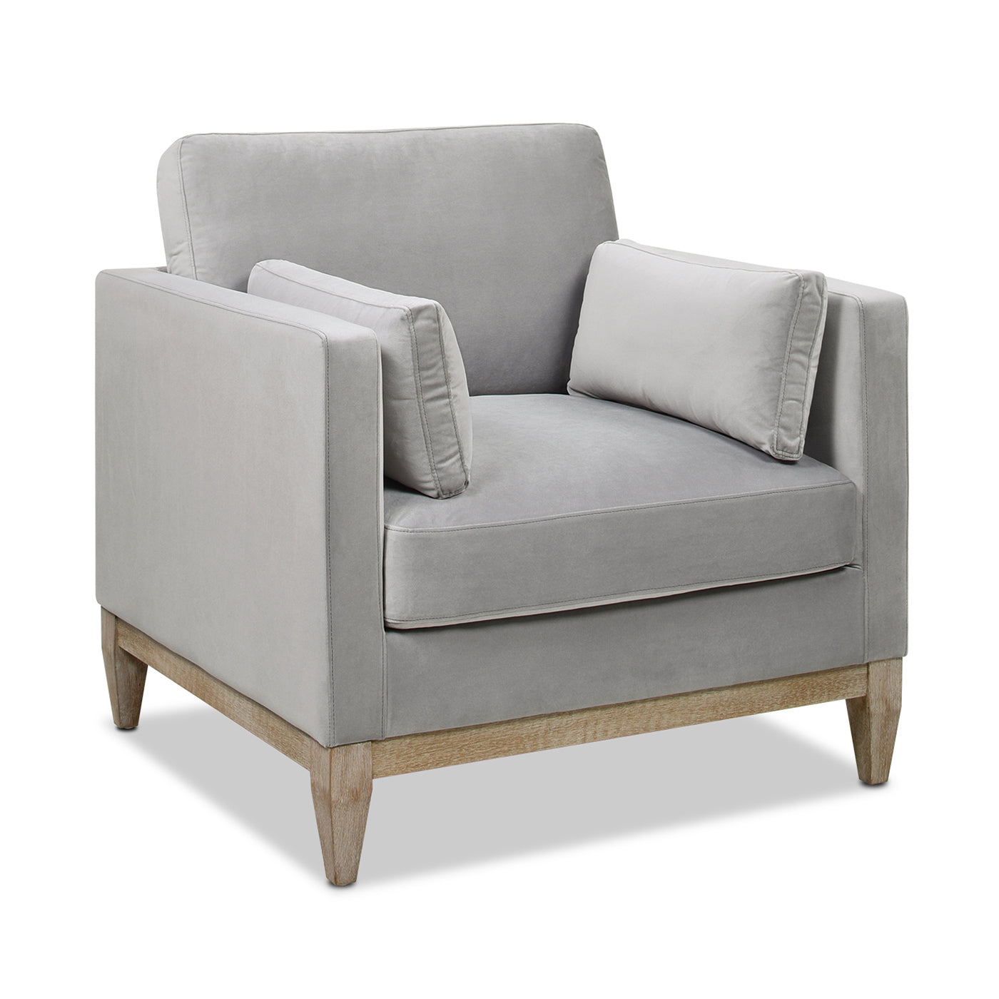 Knox 36" Modern Farmhouse Arm Chair, Opal Grey Velvet Gray Foam Velvet