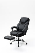 Massage Reclining Office Chair With Footrest, High Back Computer Chair Home Desk Ergonomic Executive Office Chair With Armrests, Adjustable Height. Black Faux Leather