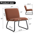 Brown Minimalist Armless Sofa Chair With Pu Backrest And Black Metal Legs, Suitable For Offices, Restaurants, Kitchens, And Bedrooms Brown Metal