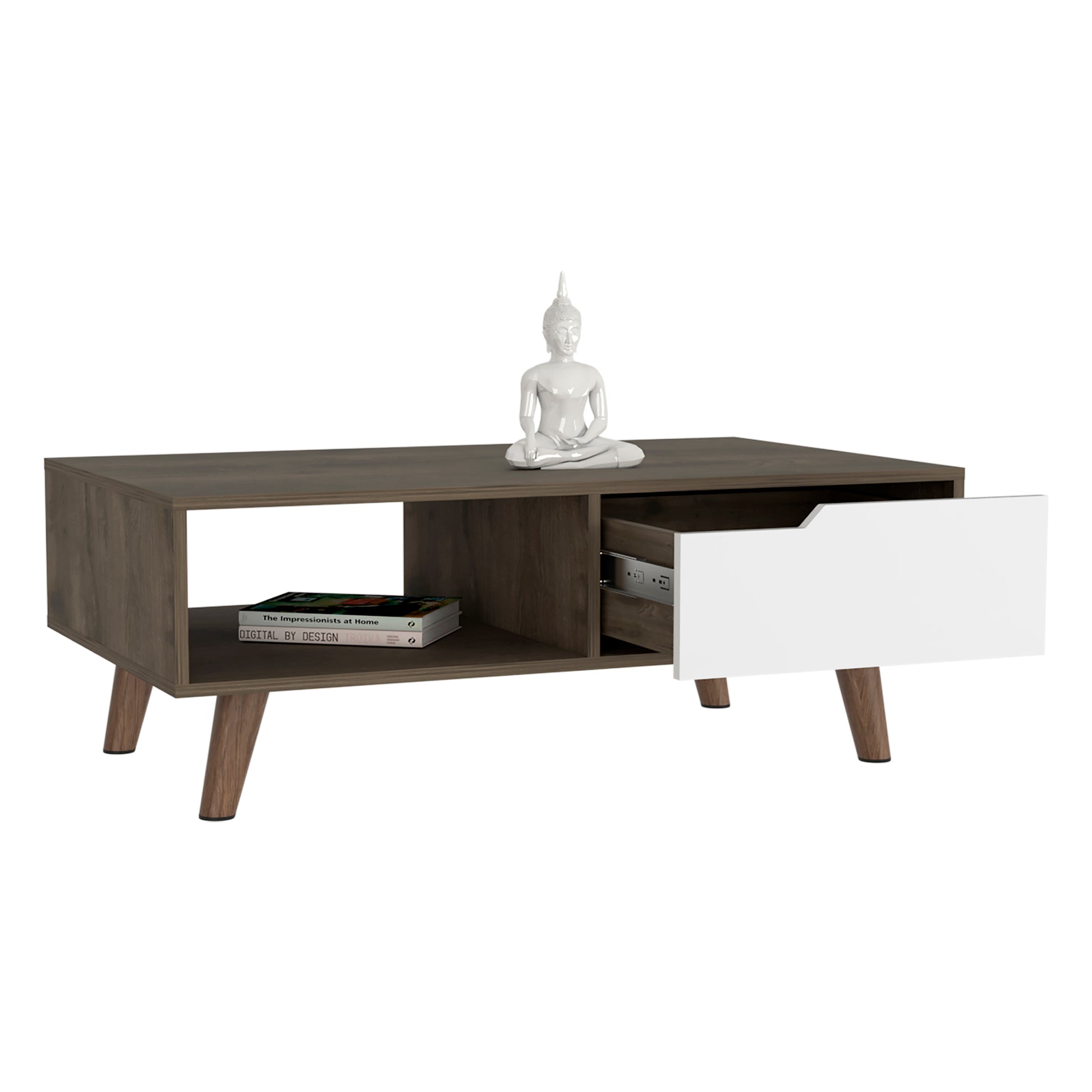 Oslo Coffee Table 2.0, One Drawer, Four Legs Multicolor Folding Primary Living Space Modern Freestanding Rectangular Coffee & End Tables Rectangular Particle Board Engineered Wood