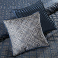 7 Piece Jaquard Comforter Set Navy Queen Queen Navy Polyester