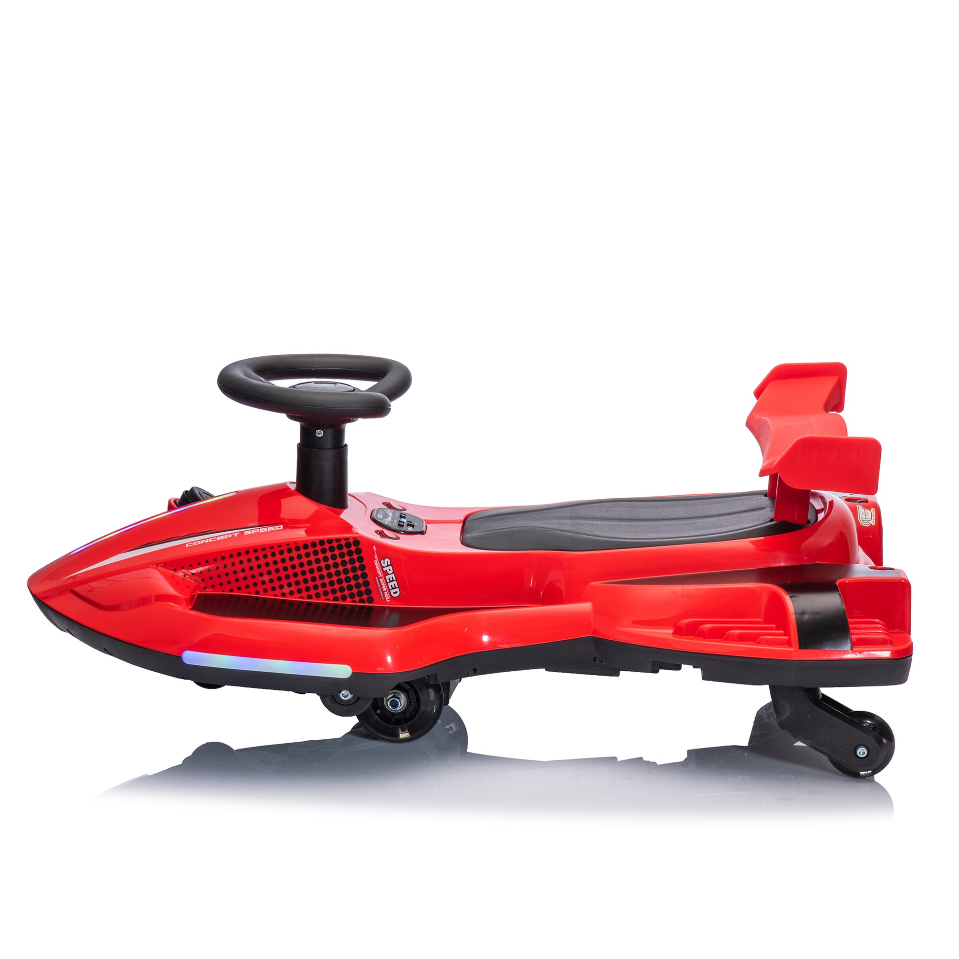 12V Kids Ride On Electric Toy,360 Degree Drift In Place,Spray Function,Front&Side Lights Design,Usb Mp3,Bluetooth,Music, 3.73 4.35 Mph,Easy Installation,Ultimate Cool Operation For Kids Aged 3 . Red