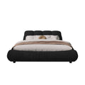 King Size Upholstered Platform Bed With Oversized Padded Backrest, Thickening Pinewooden Slats And Solid Wood Leg,Black Box Spring Not Required King Black Wood Pine Polyester Solid Wood