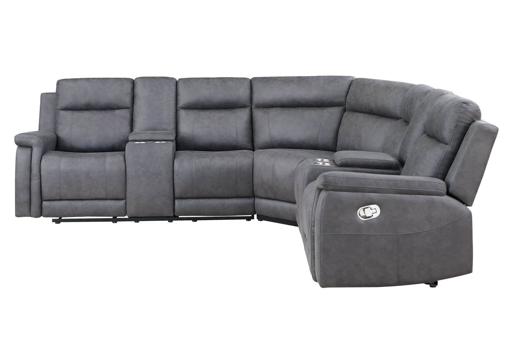 Eco Greige Sectional Gray Fabric 5 Seat