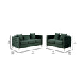 Joel Modern 2 Piece Sofa And Loveseat Living Room Set, Tufted Green Velvet Green Wood Fabric 5 Seat