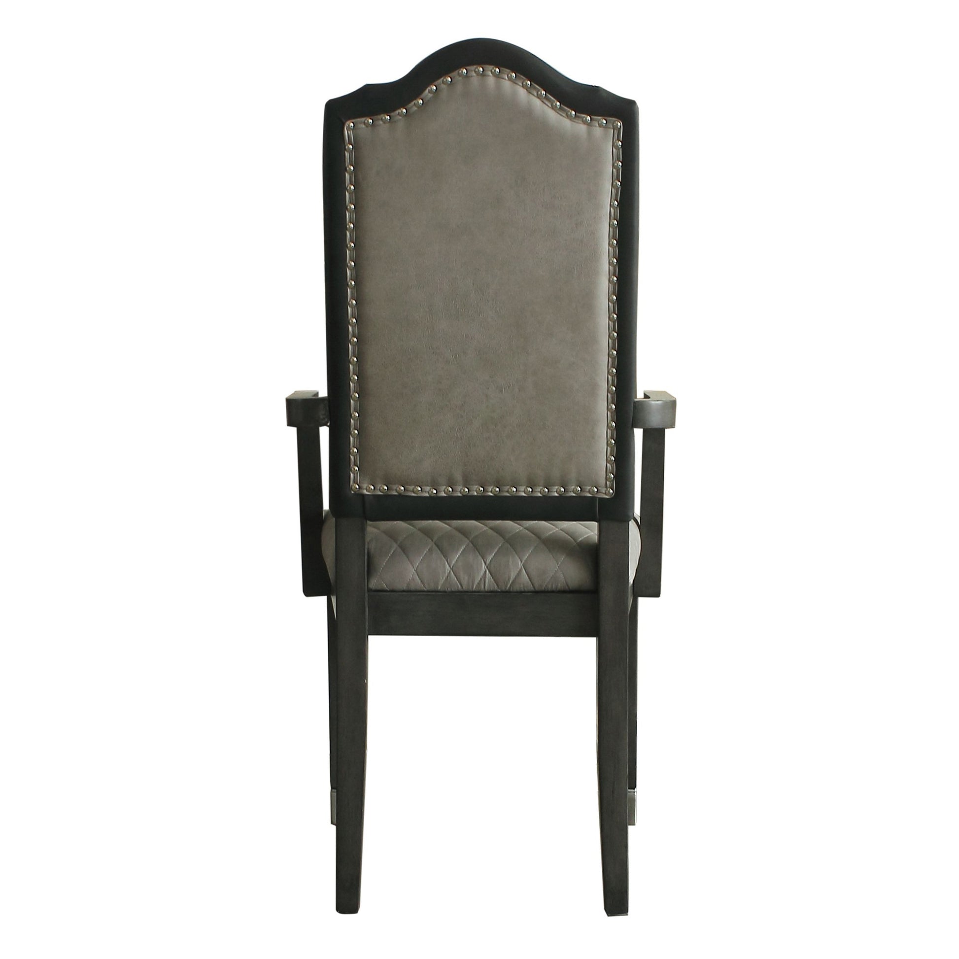 Two Tone Grey And Charcoal Upholstered Back Arm Chairs Set Of 2 Grey Black Primary Living Space Contemporary Rubberwood Set Of 2 Wood Fabric