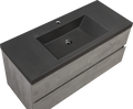 48'' Wall Hung Bathroom Vanity In Ash Gray With Black Top 24Vedi 48B 2 Grey Wall Mounted Plywood